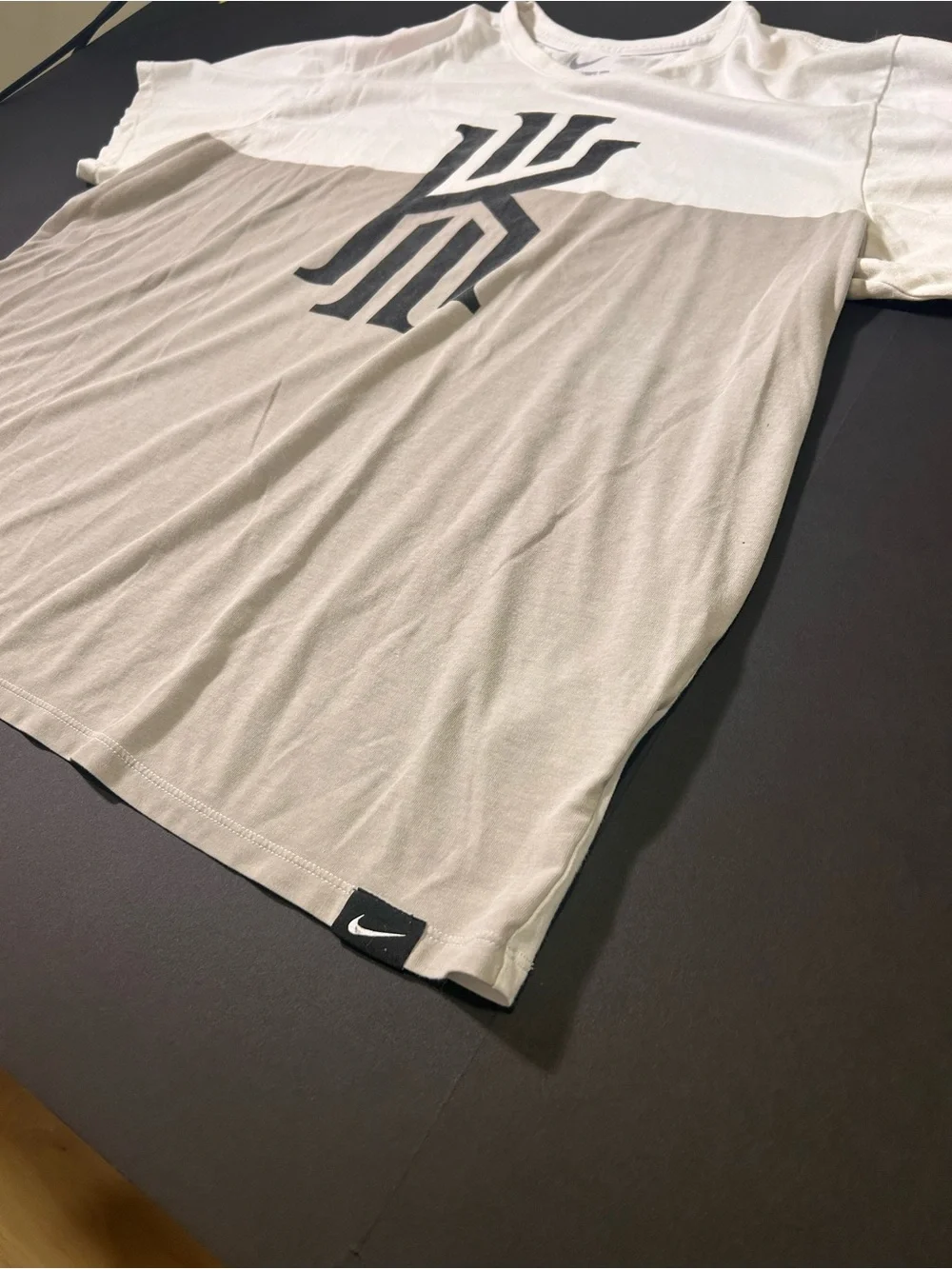 Nike Cream and White Colorblock Short Sleeve Tee with Black Logo